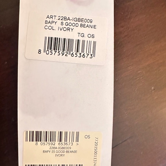 BAPY BY ABATHING APE , BABY IS GOOD beanie IVORY NWT - Picture 2 of 2